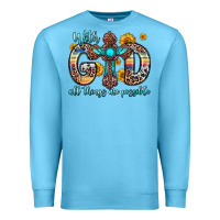 Ocean Blue with god all things are possible cross Premium Sweatshirt - Zillion Design Studio
