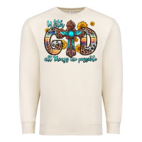 Sandshell with god all things are possible cross Premium Sweatshirt - Zillion Design Studio