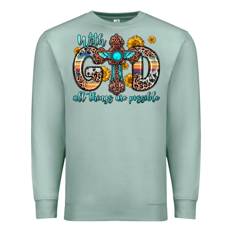 With God All Things Are Possible Cross Premium Sweatshirt by Zillion Design Studio | Teevron