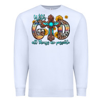 White with god all things are possible cross Premium Sweatshirt - Zillion Design Studio