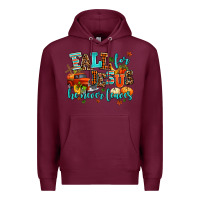 Burgundy fall for jesus he never leaves Premium Hoodie - AdoDesignShop