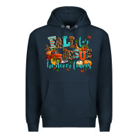 Navy fall for jesus he never leaves Premium Hoodie - AdoDesignShop
