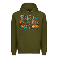 Army Green fall for jesus he never leaves Premium Hoodie - AdoDesignShop