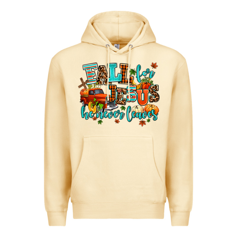 Fall For Jesus He Never Leaves Premium Hoodie by AdoDesignShop | Teevron