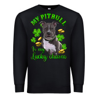 Black st patricks day my pitbuli my lucky charm Premium Sweatshirt - RanaPortraitStore