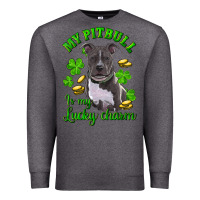Charcoal Heather st patricks day my pitbuli my lucky charm Premium Sweatshirt - RanaPortraitStore