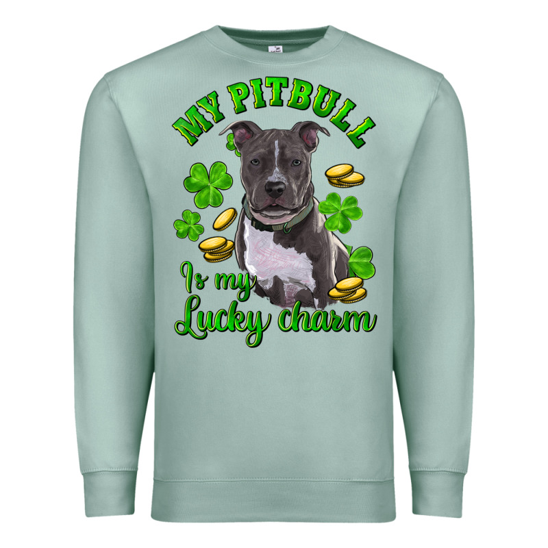 St Patricks Day My Pitbuli My Lucky Charm Premium Sweatshirt by RanaPortraitStore | Teevron
