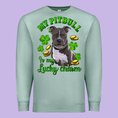 St Patricks Day My Pitbuli My Lucky Charm Premium Sweatshirt Designed By Ranaportraitstore