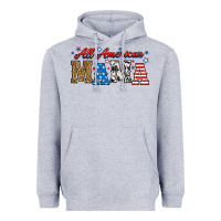 Heather Grey all american mama Heavyweight Hoodie - RanaPortraitStore