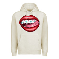 Oatmeal Heather Lips Dental Braces Premium Hoodie - Artiststas