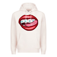 Pale Pink Lips Dental Braces Premium Hoodie - Artiststas