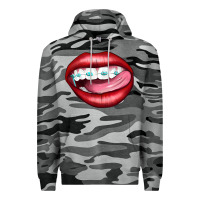 Slate Camo Lips Dental Braces Premium Hoodie - Artiststas