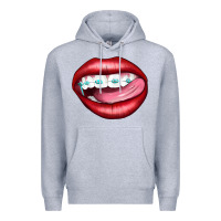 Heather Grey Lips Dental Braces Premium Hoodie - Artiststas