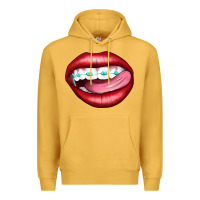 Mustard Lips Dental Braces Premium Hoodie - Artiststas