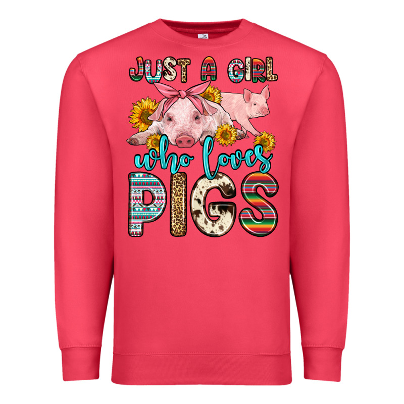 Just A Girl Who Loves Pigs Premium Sweatshirt by Zillion Design Studio | Teevron