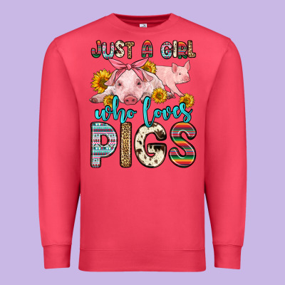 Just A Girl Who Loves Pigs Premium Sweatshirt Designed By Zillion Design Studio