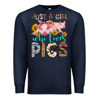 Navy just a girl who loves pigs Premium Sweatshirt - Zillion Design Studio