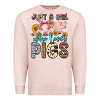 Pale Pink just a girl who loves pigs Premium Sweatshirt - Zillion Design Studio