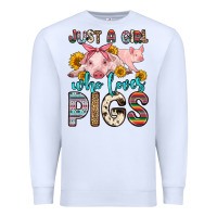 White just a girl who loves pigs Premium Sweatshirt - Zillion Design Studio
