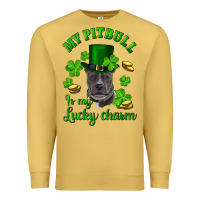 Antique Gold st patricks day my pitbuli my lucky charm with hat Premium Sweatshirt - RanaPortraitStore