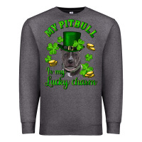 Charcoal Heather st patricks day my pitbuli my lucky charm with hat Premium Sweatshirt - RanaPortraitStore