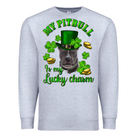 Heather Grey st patricks day my pitbuli my lucky charm with hat Premium Sweatshirt - RanaPortraitStore