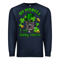 Navy st patricks day my pitbuli my lucky charm with hat Premium Sweatshirt - RanaPortraitStore