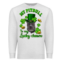 Oatmeal Heather st patricks day my pitbuli my lucky charm with hat Premium Sweatshirt - RanaPortraitStore