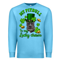 Ocean Blue st patricks day my pitbuli my lucky charm with hat Premium Sweatshirt - RanaPortraitStore