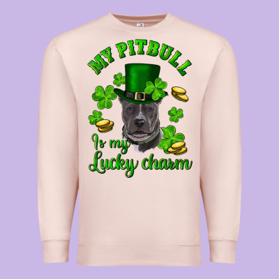 St Patricks Day My Pitbuli My Lucky Charm With Hat Premium Sweatshirt Designed By Ranaportraitstore