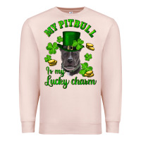 Pale Pink st patricks day my pitbuli my lucky charm with hat Premium Sweatshirt - RanaPortraitStore