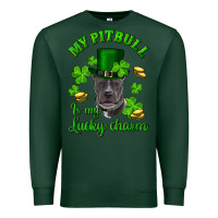 Sports Green st patricks day my pitbuli my lucky charm with hat Premium Sweatshirt - RanaPortraitStore