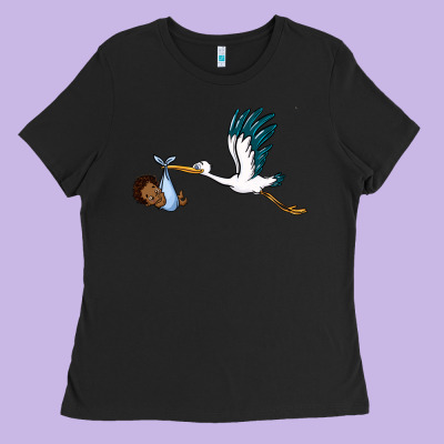 Stork With Black Baby Boy Ladies Tee Designed By Barkaloodesign