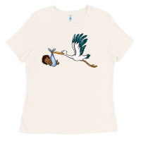 Bone stork with black baby boy Ladies Tee - BarkalooDesign