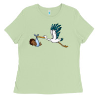 Matcha stork with black baby boy Ladies Tee - BarkalooDesign