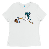 White stork with black baby boy Ladies Tee - BarkalooDesign
