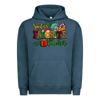 Pigment Midnight Navy santa's favorite teacher Urban Hoodie - AdoDesignShop