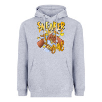 Heather Grey yellow sneaker girl afro woman Heavyweight Hoodie - RanaPortraitStore
