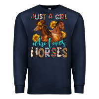 Navy just a girl who loves horses Premium Sweatshirt - Zillion Design Studio