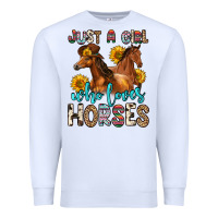 White just a girl who loves horses Premium Sweatshirt - Zillion Design Studio