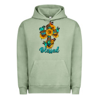 Pigment Oil Green cross with butterfly blessed Urban Hoodie - BundleAndBundleShop