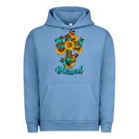 Pigment Pebble Blue cross with butterfly blessed Urban Hoodie - BundleAndBundleShop