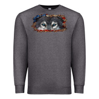 Charcoal Heather wolf eyes american flag Premium Sweatshirt - RanaPortraitStore