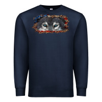 Navy wolf eyes american flag Premium Sweatshirt - RanaPortraitStore