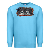 Ocean Blue wolf eyes american flag Premium Sweatshirt - RanaPortraitStore
