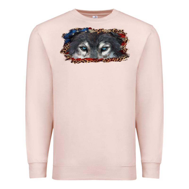 Wolf Eyes American Flag Premium Sweatshirt by RanaPortraitStore | Teevron