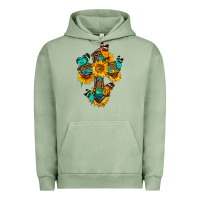 Pigment Oil Green cross with butterfly Urban Hoodie - BundleAndBundleShop
