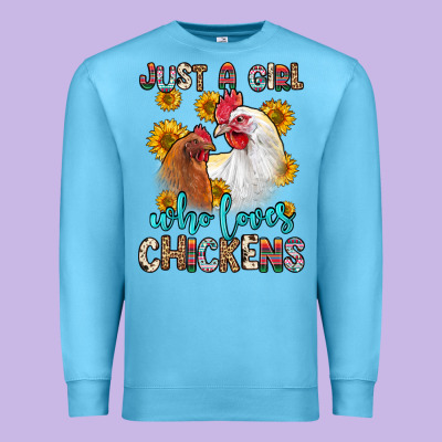 Just A Girl Who Loves Chickens Premium Sweatshirt Designed By Zillion Design Studio