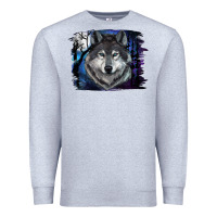 Heather Grey wolf and full moon Premium Sweatshirt - RanaPortraitStore