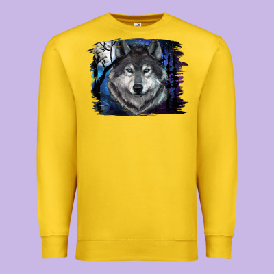 Wolf And Full Moon Premium Sweatshirt Designed By Ranaportraitstore